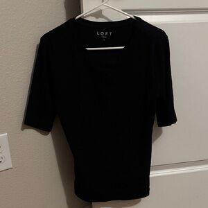 LOFT Black Short Sleeve Crewneck Top